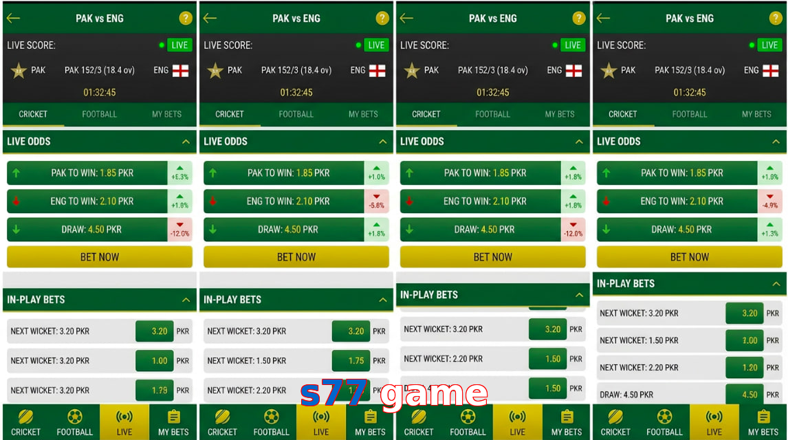 Game list for S77 Game bet section