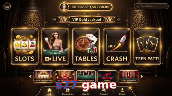 Main screen of S77 Game casino page for PK players